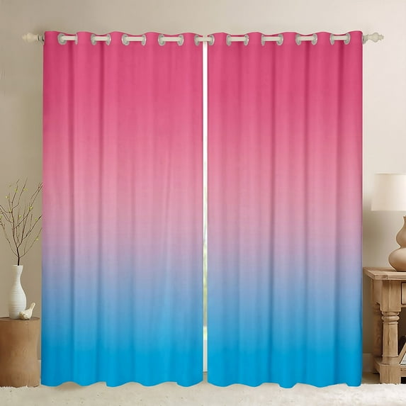 Erosebridal Hot Pink and Blue Curtains for Bedroom,Rainbow Ombre Blackout Curtains Aesthetic Living Room Decor,Gradient Colorful Curtains & Drapes Abstract Window Curtain