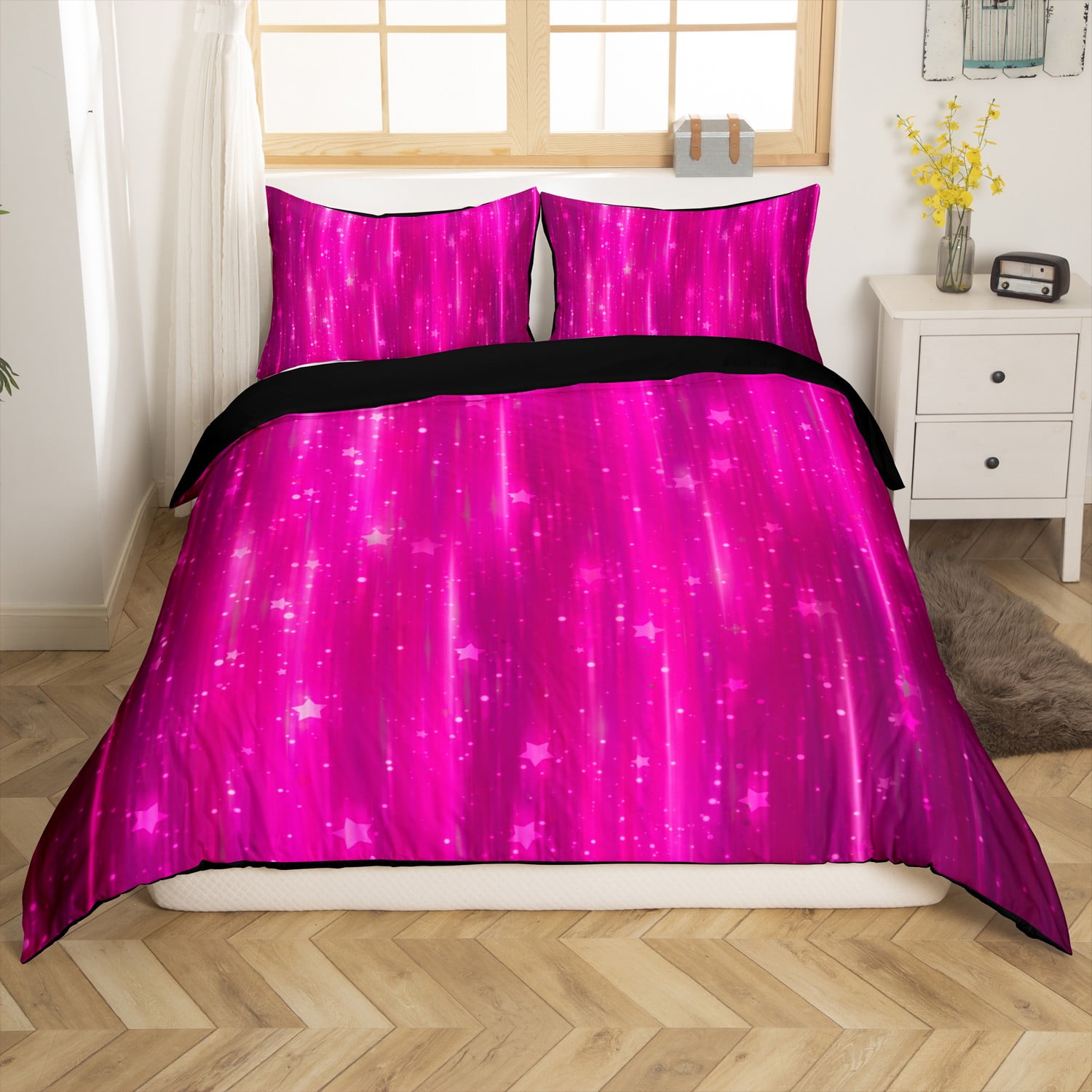 YST Hot Pink Comforter Cover Abstract Glowing Gradient Bed Set for ...
