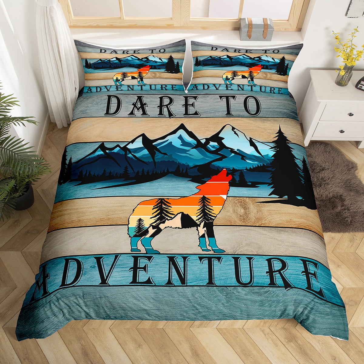 Native American Wolf WY2702015CL Duvet Cover Set