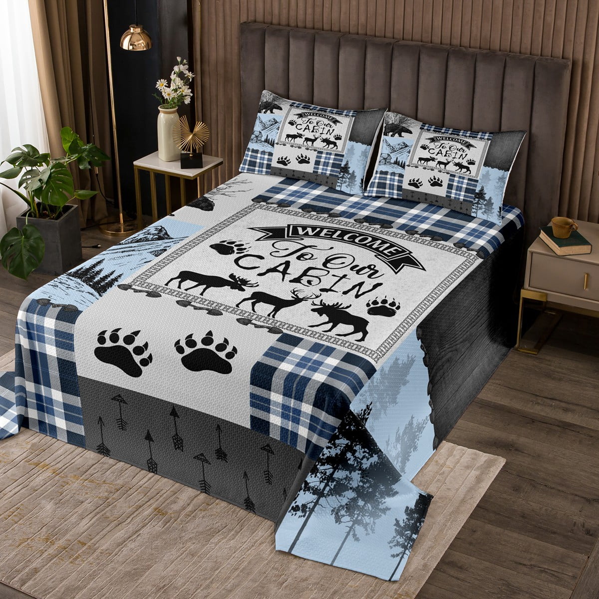 Animal Print Bedding Queen Size Hunting Deer Bedspread Set - Rustic  Farmhouse Animal Print Quilt With Pillow Shams Deer Pattern Queen Bedspread  Rustic Farmhouse Decor, image size:1200x1200
