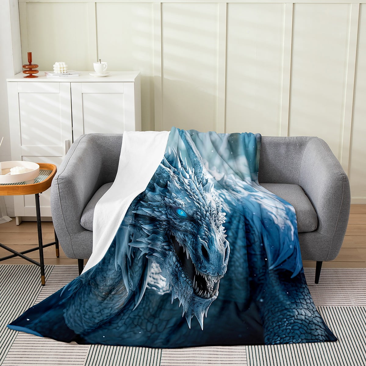 Ice Dragon Fleece Blanket Blue Dragon Blanket Dragon Lovers Gifts Throw ...