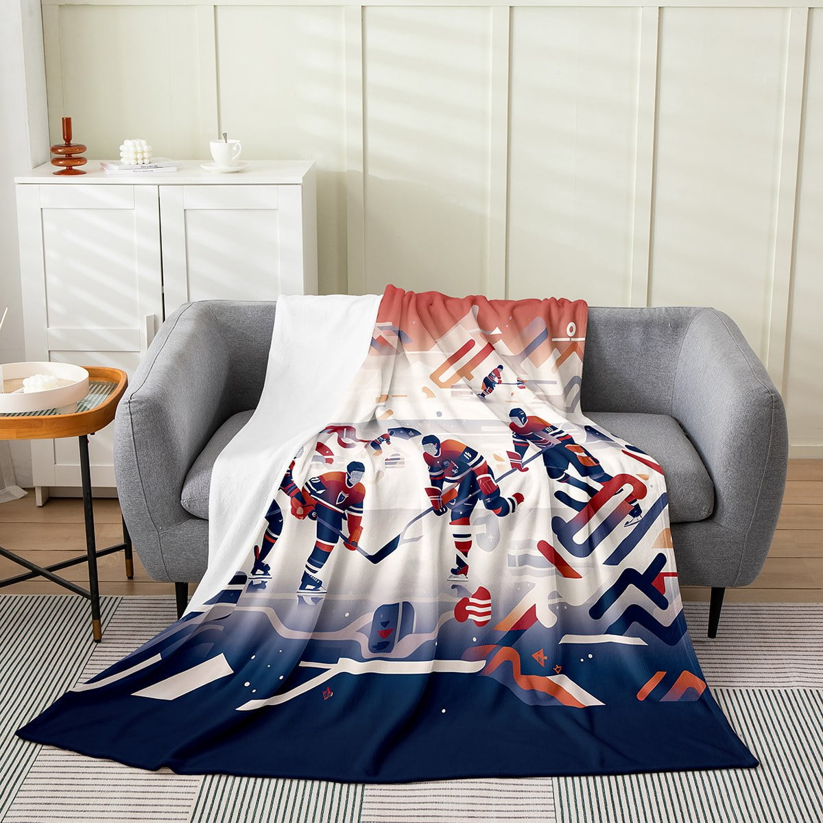 YST Ice Hockey Throw Blanket,Hockey Player Fleece Blanket Throw 50x60