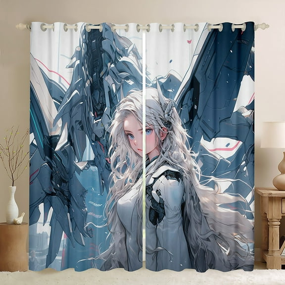 YST Japanese Anime Curtains, Anime Girl Blackout Curtains For Kids Boys Girls Teens Bedroom, Cartoon Manga Girl Curtains & Drapes Kawaii Cartoon Window Treatments 52"Wx84"L 2 Panels