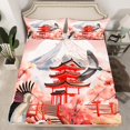 thumbnail image 1 of Erosebridal Japanese Style Fitted Sheet Twin Size,Cherry Blossoms Crane Printed Decor Bed Set Women Bedroom Decor,Romantic Gifts for Her Traditional Theme Sheets with 1 Pillowcase, 1 of 5