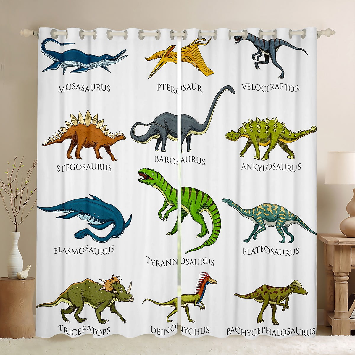YST Jungle Curtains 38x54 inch Kids,Dinosaur Blackout Curtains for Boys