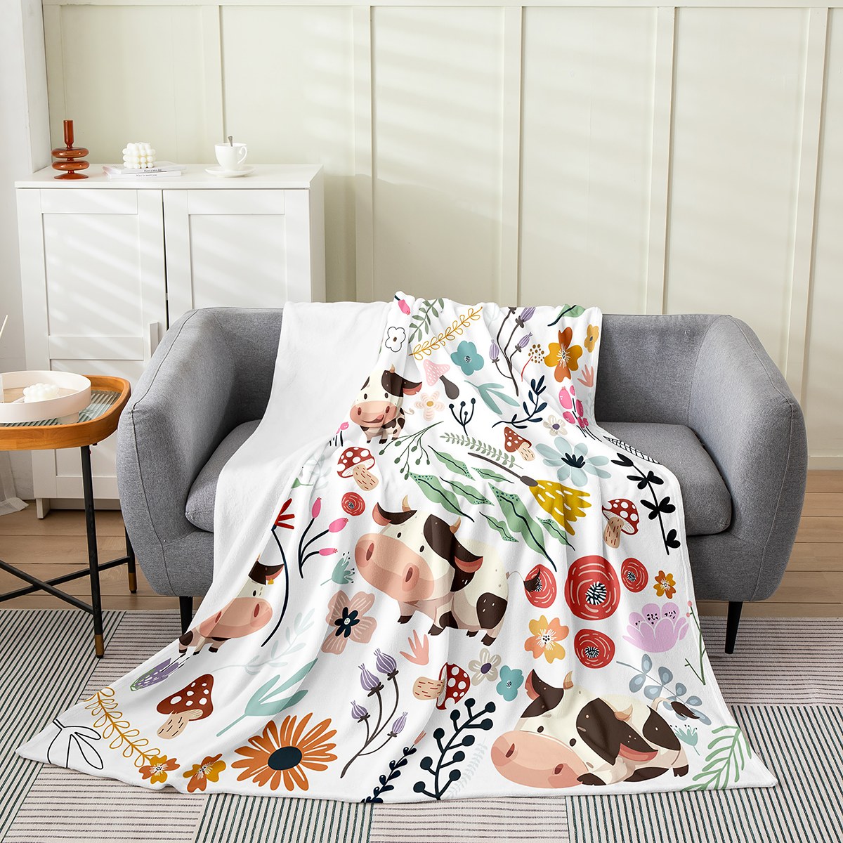 YST Kawaii Cow Blanket for Kids,Western Farm Animal Throw Blanket Baby