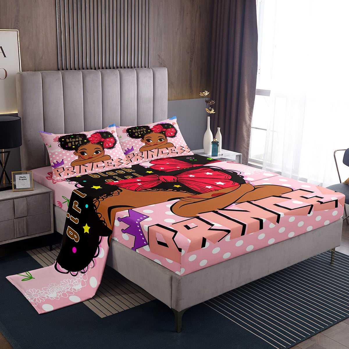 Erosebridal Kawaii Princess Queen Sheets Black Magical Bed Set, Lovely ...