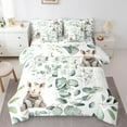 thumbnail image 1 of Kawaii Rhino Bedding Comforter Sets 7pcs Cartoon Animal Bed in a Bag, Eucalyptus Leaves Twin Bedding Sets Jungle Wildlife Comforter Set, Tropical Botanical Bedding Sets, 1 of 6