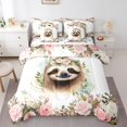 thumbnail image 1 of Kawaii Sloth Bedding Comforter Sets 7 Pieces Spring Flower Bed in a Bag, Cartoon Animal Twin Bedding Sets Hand Drawn Sloth Comforter Set, Green Leaves Decor Bedding Sets & Collections, 1 of 4
