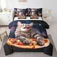 YST Kid Cat Comforter Twin Size, Outer Space Bed In A Bag 7 Pieces