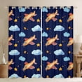 thumbnail image 1 of YST Kids Aircraft Curtains Blue Clouds Curtains & Drapes, Watercolor Airplane Blackout Curtains Navy Blue Living Room Curtains Cartoon Flying Plane Window Treatments, 1 of 6