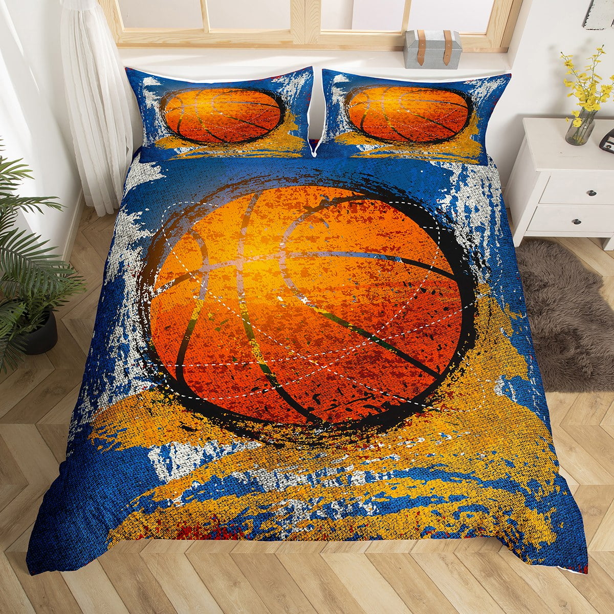 YST Kids Basketball Bedding Sets Twin Girls Boys Sports Comforter Cover