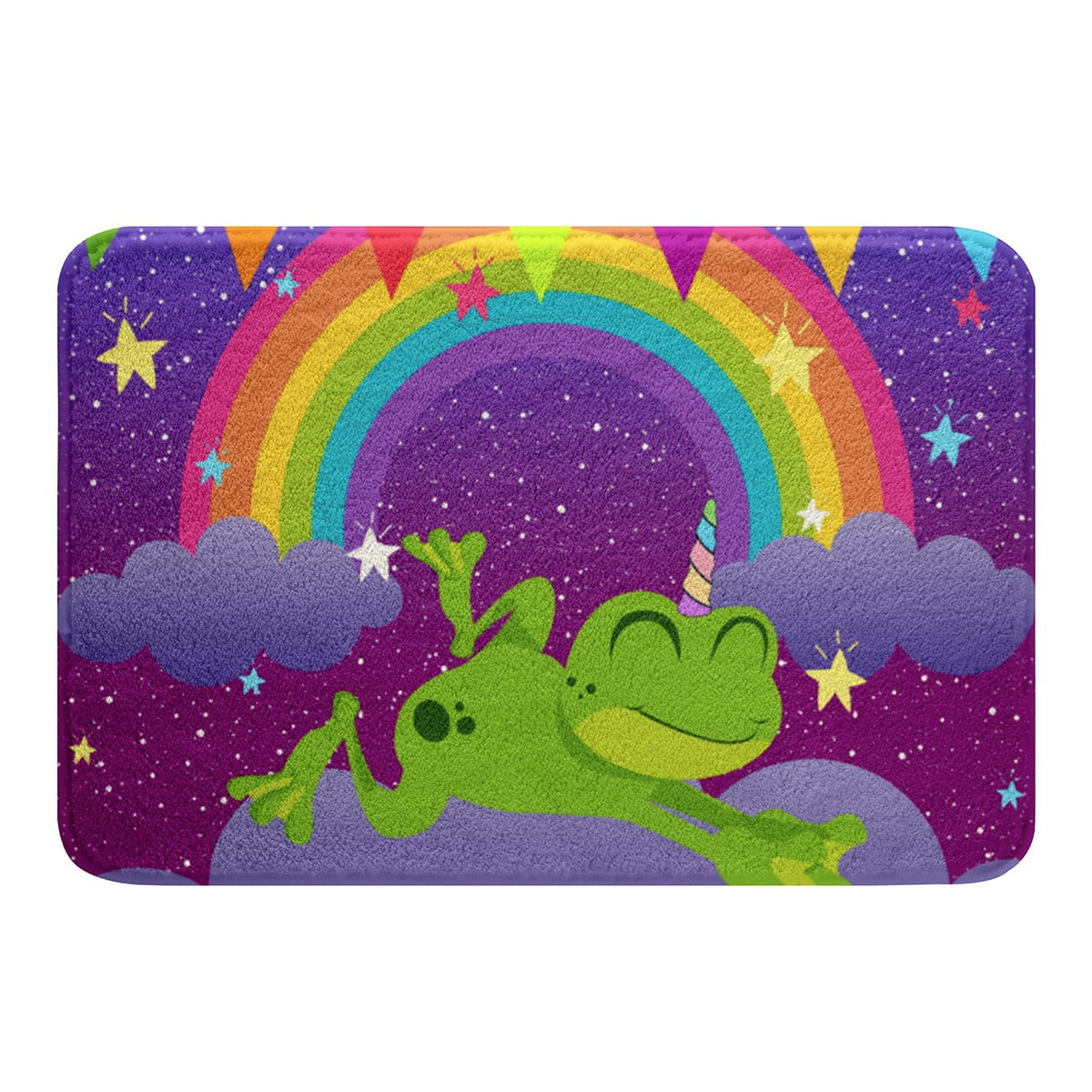 YST Kids Bathroom Rugs Cute Rainbow Frog Print Bath Mat Boys Green Frog