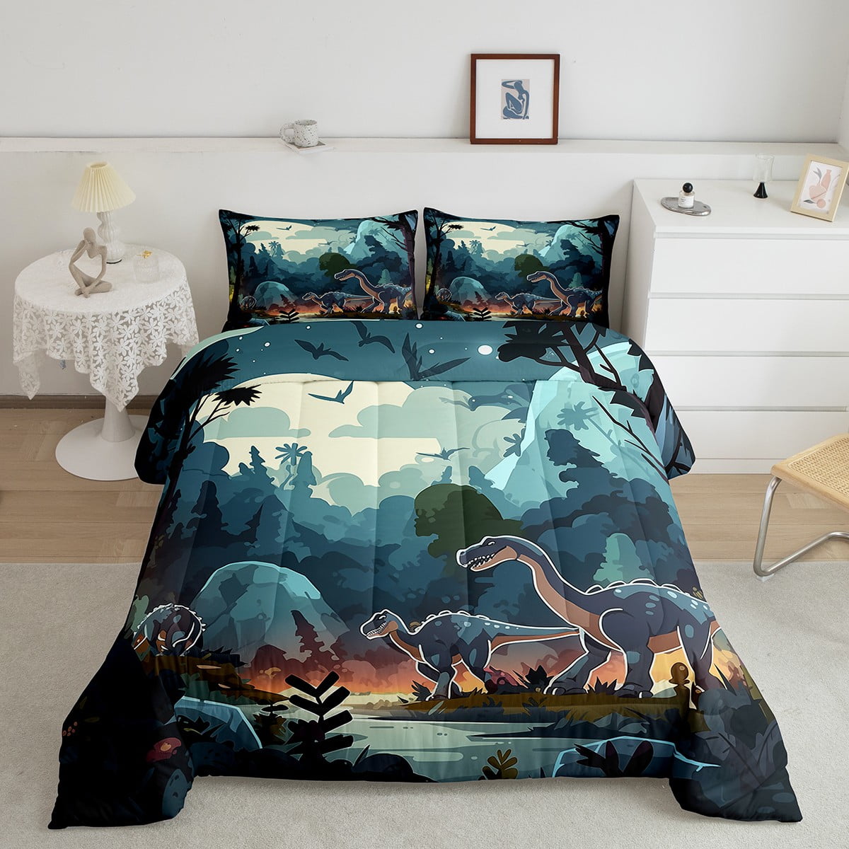 Bedding 2Pcs Cute Dinos Comforter Set Cartoon Dinosaur Twin Bed bedding-2pcs-cute-dinos-comforter-set-cartoon-dinosaur-twin-bed
