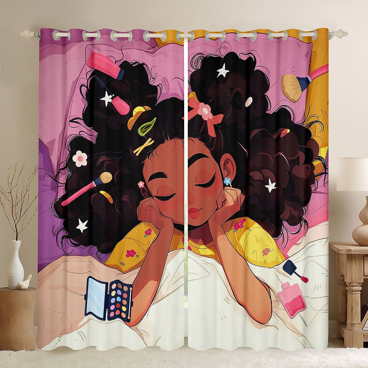 YST Kids Black Cute Girl Blackout Curtains For Girls Bedroom,American ...