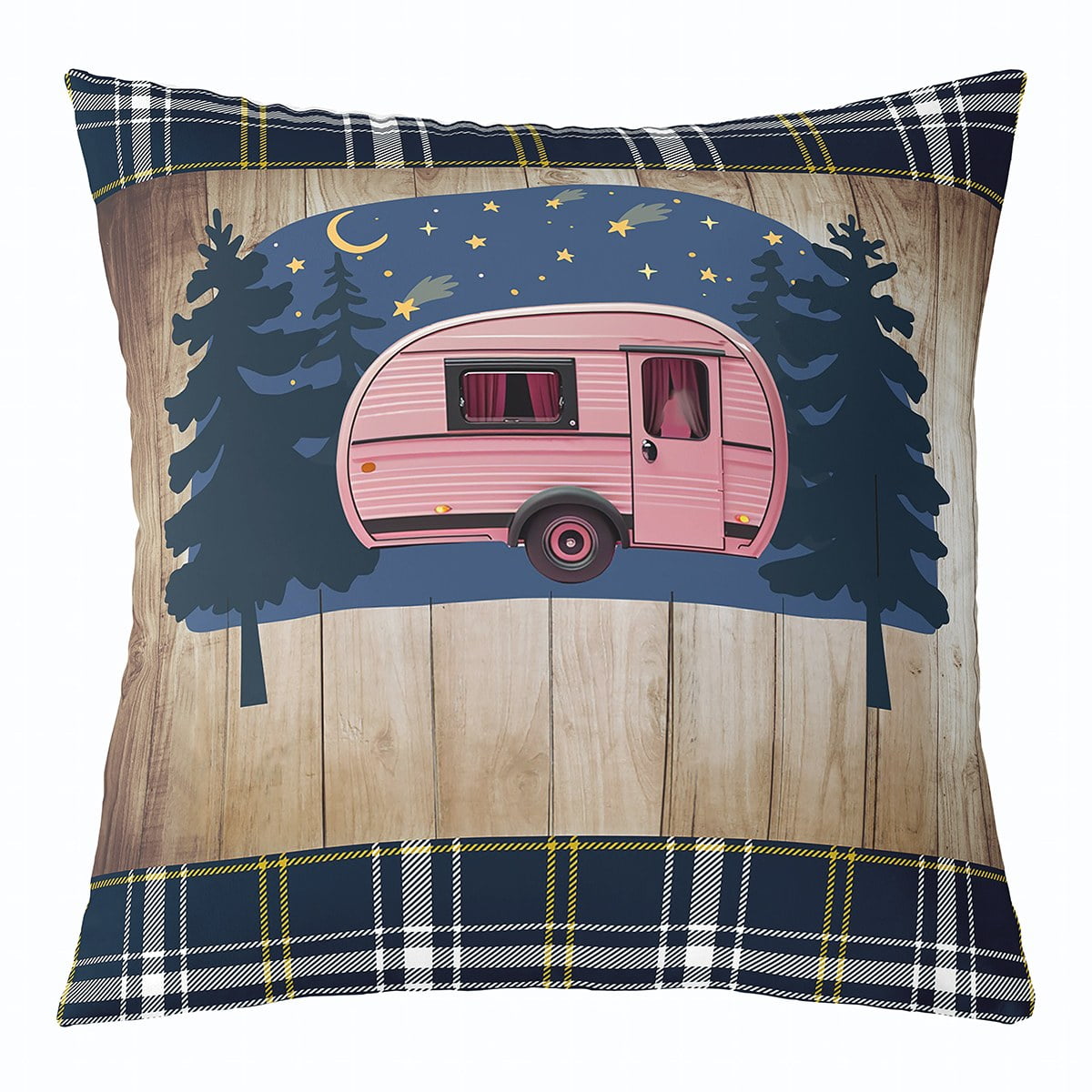 YST Kids Camping Throw Pillow Cover,Pink Camper Car Cushion Cover ...