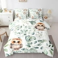 thumbnail image 1 of Cartoon Animal King Comforter Set 7 Pieces Kawaii Owl Bedding Comforter Sets, Funny Wildlife Bed in a Bag Wild Bird Bedding Set, Botanical Green Eucalyptus Bed Sheets Set, 1 of 6