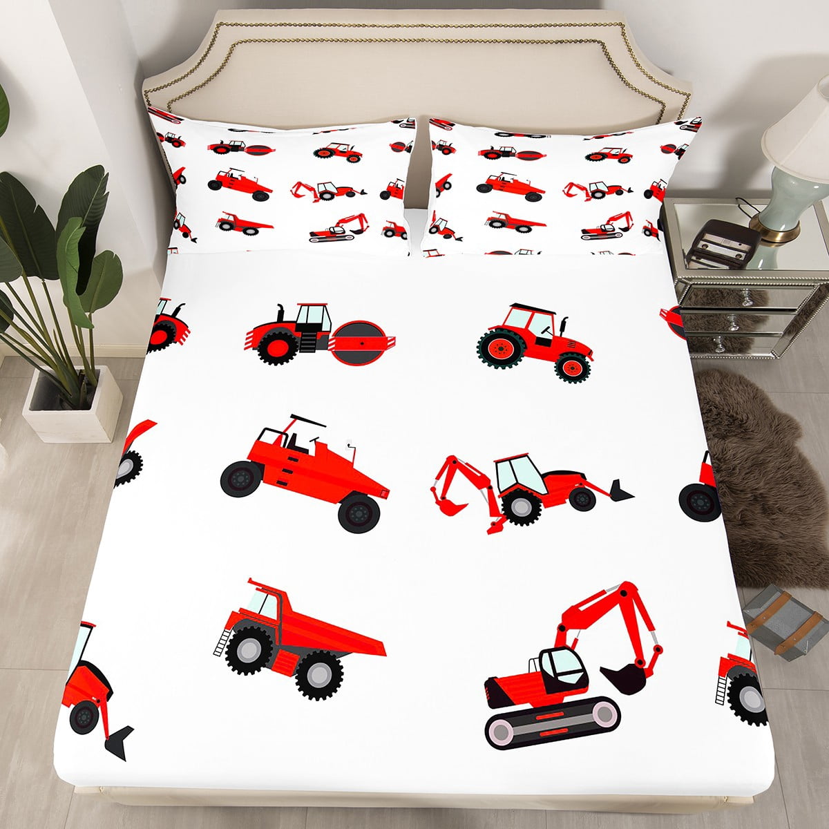 FYSUIMU Construction Vehicle Wrapping RRF12 Paper, Not Roll, 27.6 X 39 3 Inch Excavators Crane Gift Wrap Paper Construction Car Folded Art Paper Boyly Birt