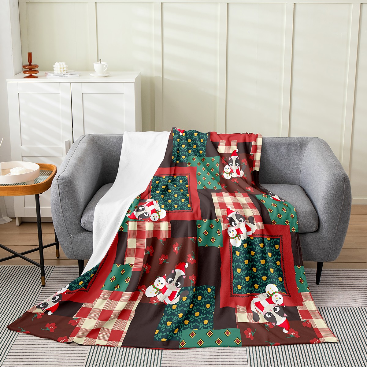 YST Kids Christmas Throw Blanket,Winter Snowman Theme Fleece Blanket