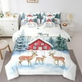 YST Kids Christmas Tree King Bed in a Bag 7 Piece,Rustic Cabin Deer
