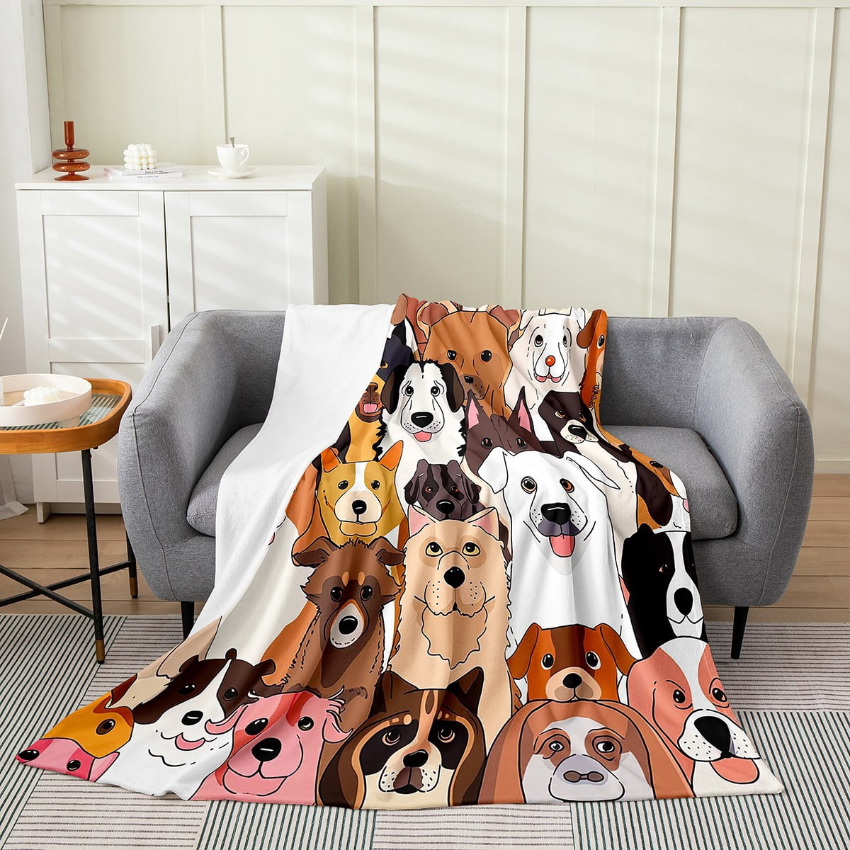 View of Colorful Puppy Blanket 40x50 Cartoon Dog Throw Blanket For Cute Dog Pet ...
