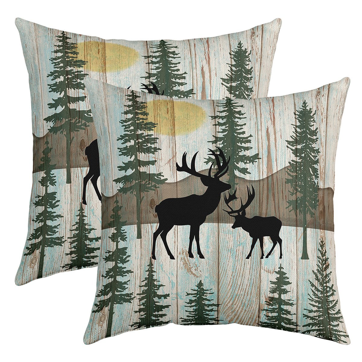 YST Kids Deer Moose Pillow Covers,Hunting Jungle Animal Square Pillow