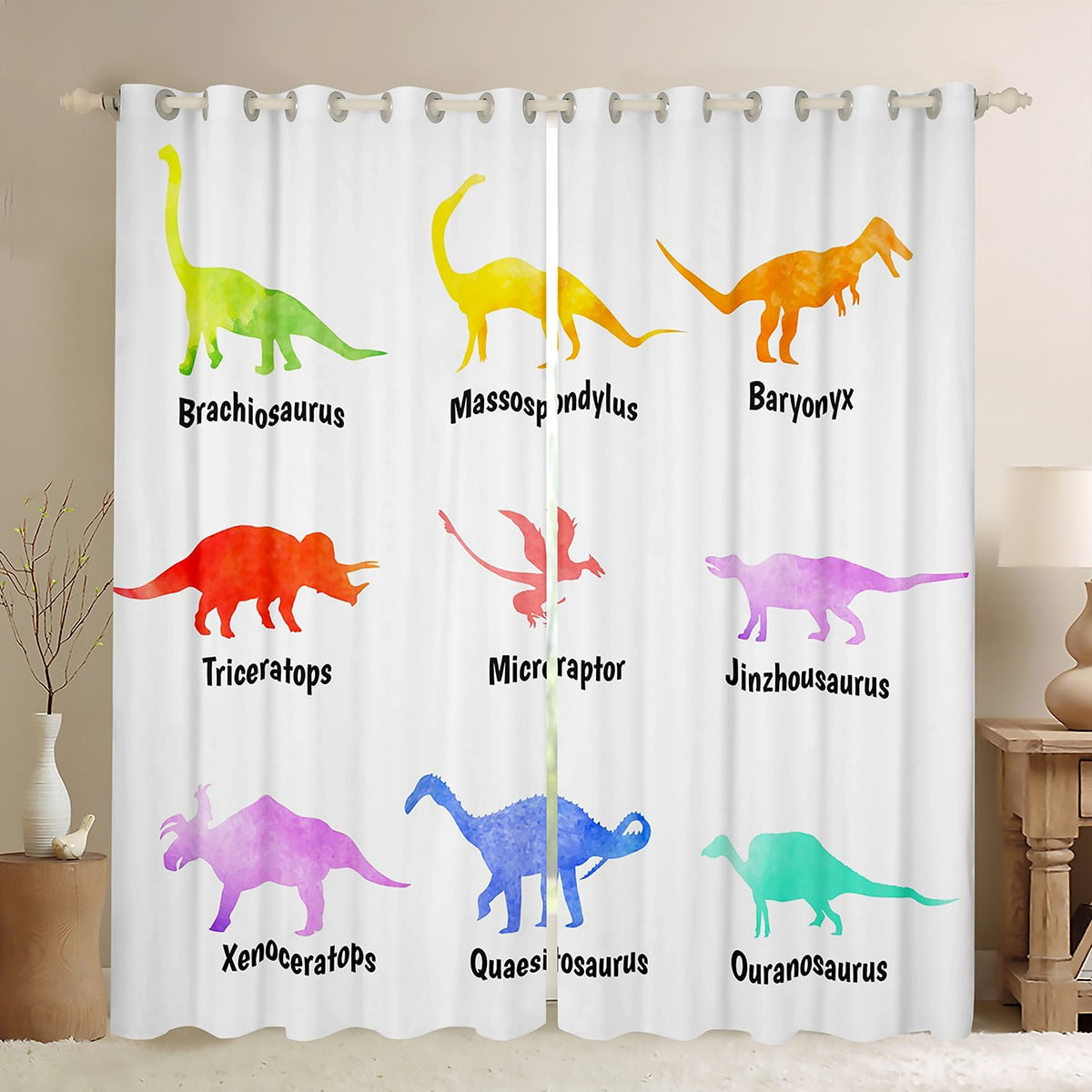 YST Kids Dino Curtains 52x63 inch,Dinosaur Blackout Curtains for Boys
