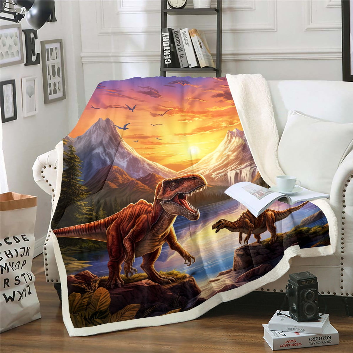 Personalized Blanket Dinosaur Fleece Blanket Personalized Corner