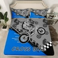 thumbnail image 1 of Erosebridal Dirt Bike Bedding Set Extreme Sports Lover Gifts Bed Sheets Motocross Rider Blue Fitted Sheet Teens Racer 3D Watercolor Motorcycle Cool Sports Sheets Twin with 1 Pillowcase, 1 of 4