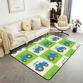thumbnail image 1 of Erosebridal Excavator Area Rug,Construction Site Car Carpet 3x5 for Bedside,Equipment Truck Rug,Cartoon Tractor Patchwork Accent Rug Set for Living Room Non Slip,Green White, 1 of 6