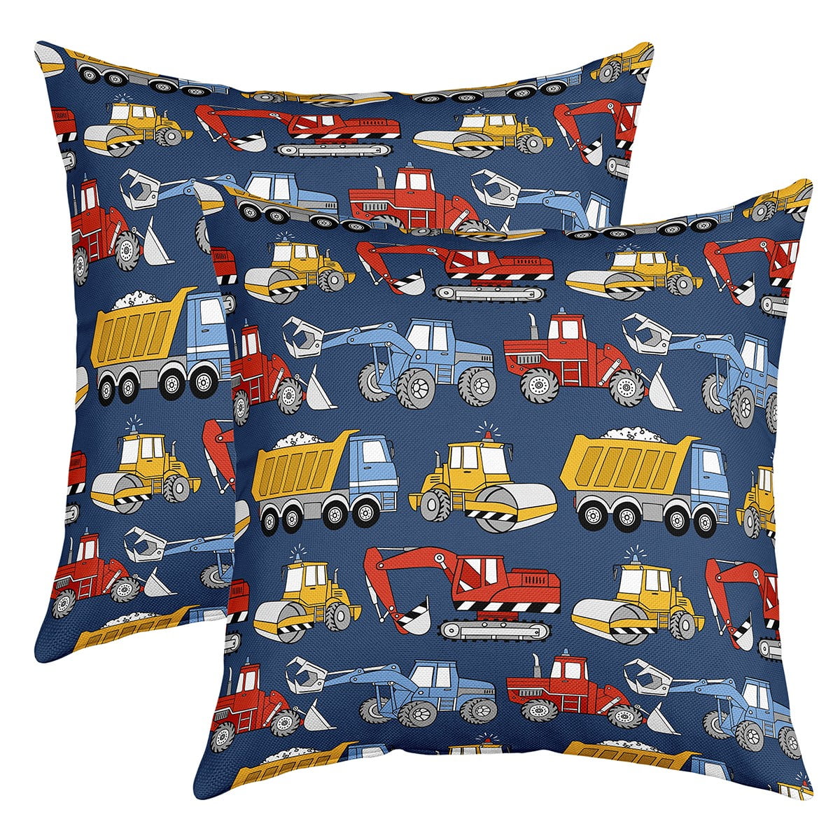 YST Kids Excavator Pillow Covers 24x24 inch set of 2,Heavy Machine