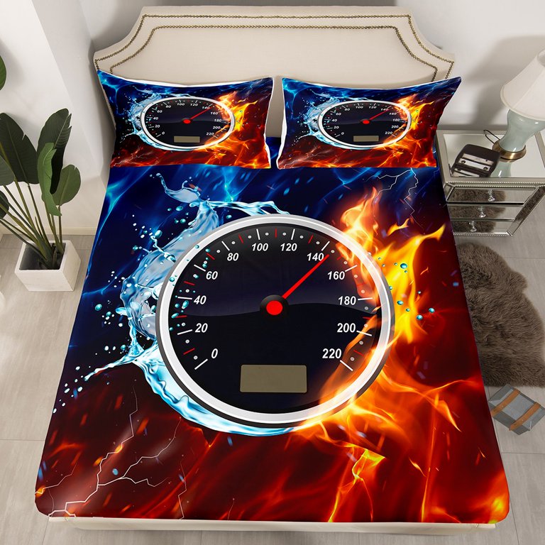 YST Kids Extreme Sports Twin Fitted Sheet Sports Car Dashboard Bed 