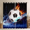 thumbnail image 1 of Football Curtains 38x54 inch,Ice and Fire Art Design 30%-50% Blackout Curtains,Soccer Sports Teens Youth Curtains & Drapes,Navy Blue Cool Football Window Curtains for Living Room Bedroom, 1 of 6