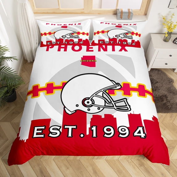 Erosebridal Football Duvet Cover Twin Size,Football Fans Bedding Set for Adult,Sports Themed Comforter Cover,Ball Game Bed Sets with 1 Pillowcase Home Room Decor(Phoenix)