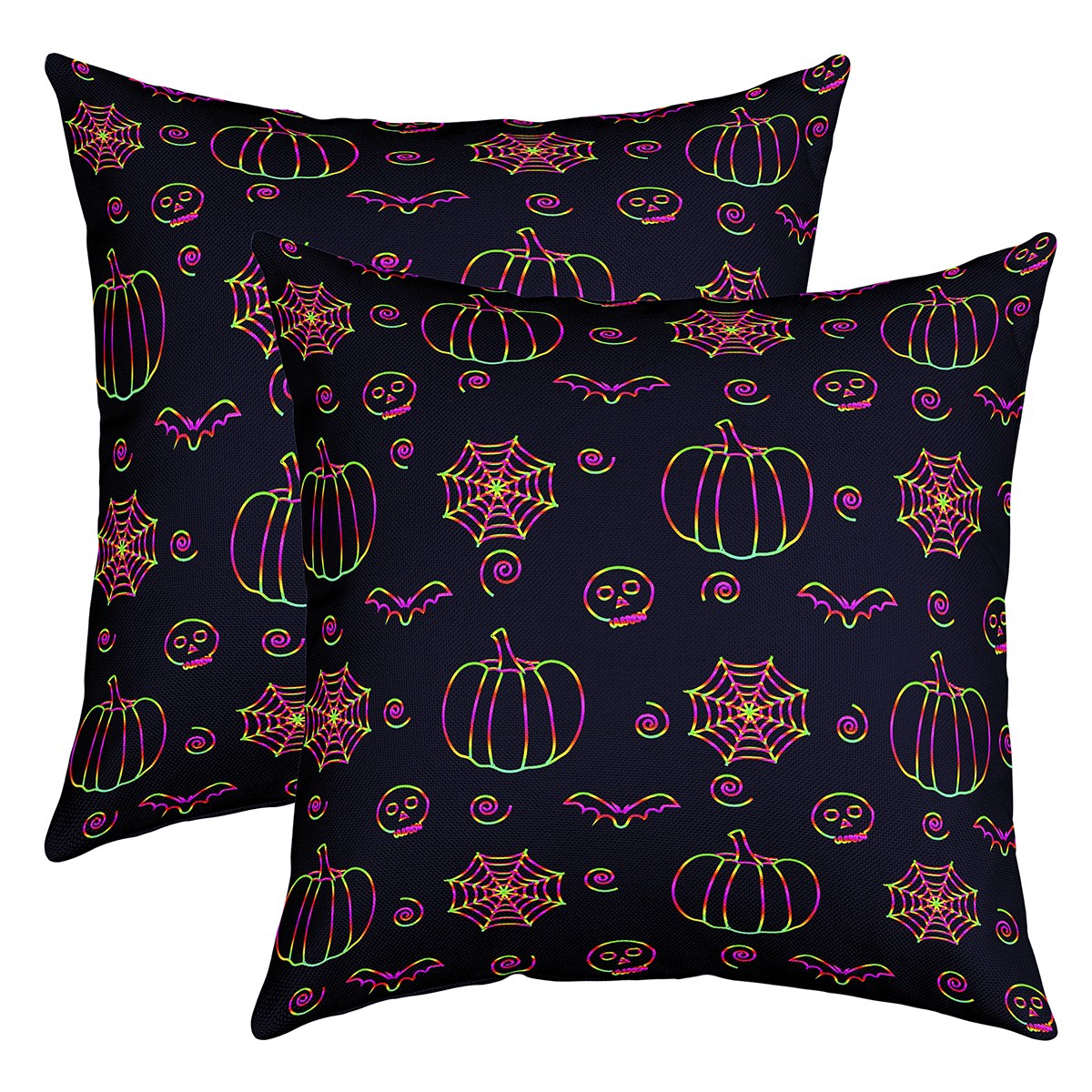 GDHBLING Halloween Bat Pillow Covers - 20x20 Inch Set Of 2, Purple Velvet With Moon & Bat Print 1 thumbnail image