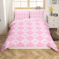 thumbnail image 1 of Kawaii Bowknot Duvet Cover King Fantasy Princess Comforter Cover Teen Room Decor,Pink Girly Plaid Bedding Set Cute Bow Checkered Quilt Cover 2 Pillow Cases, 1 of 5