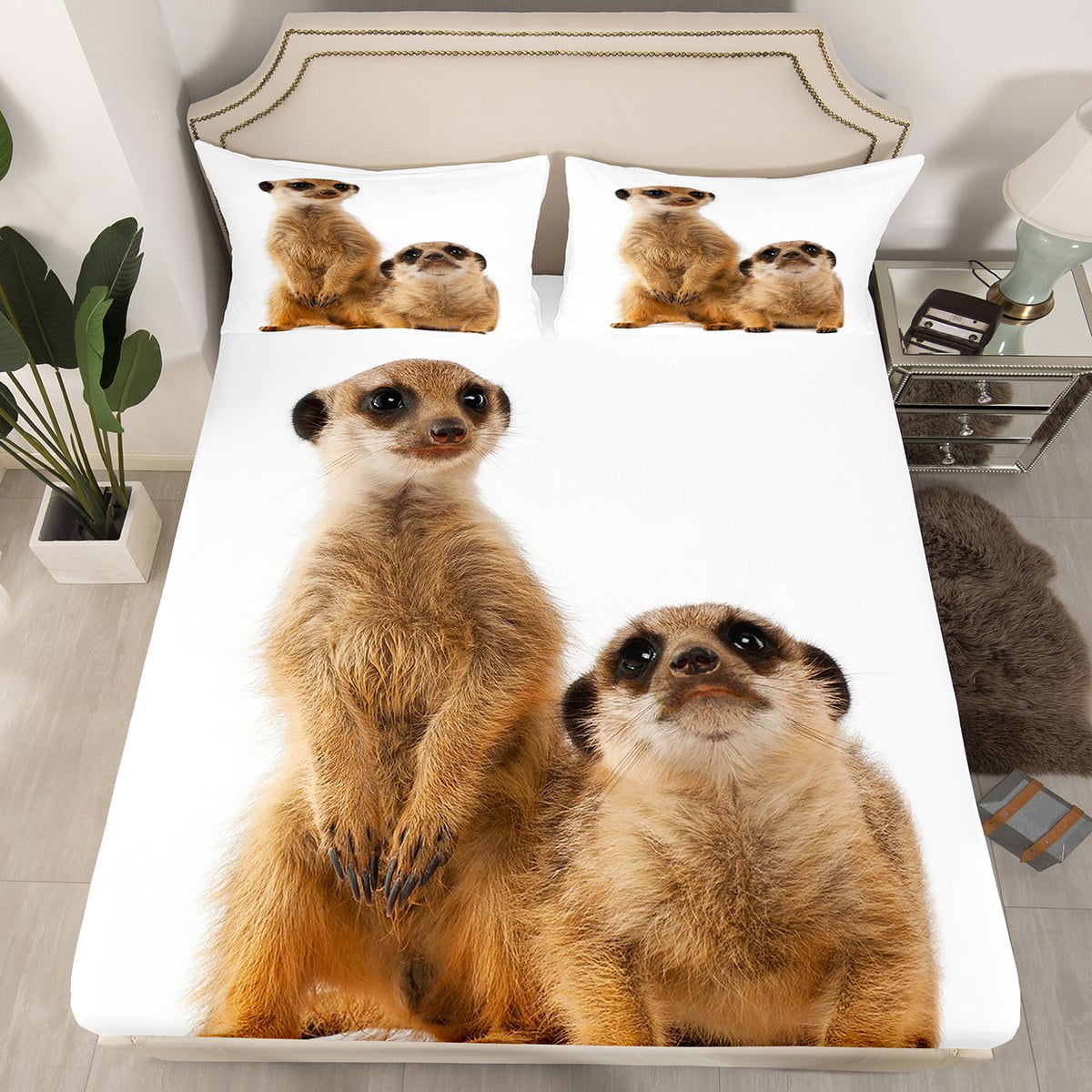YST Kids Meerkats Bed Sheets Kawaii Cute Meerkat Fitted Sheet Full