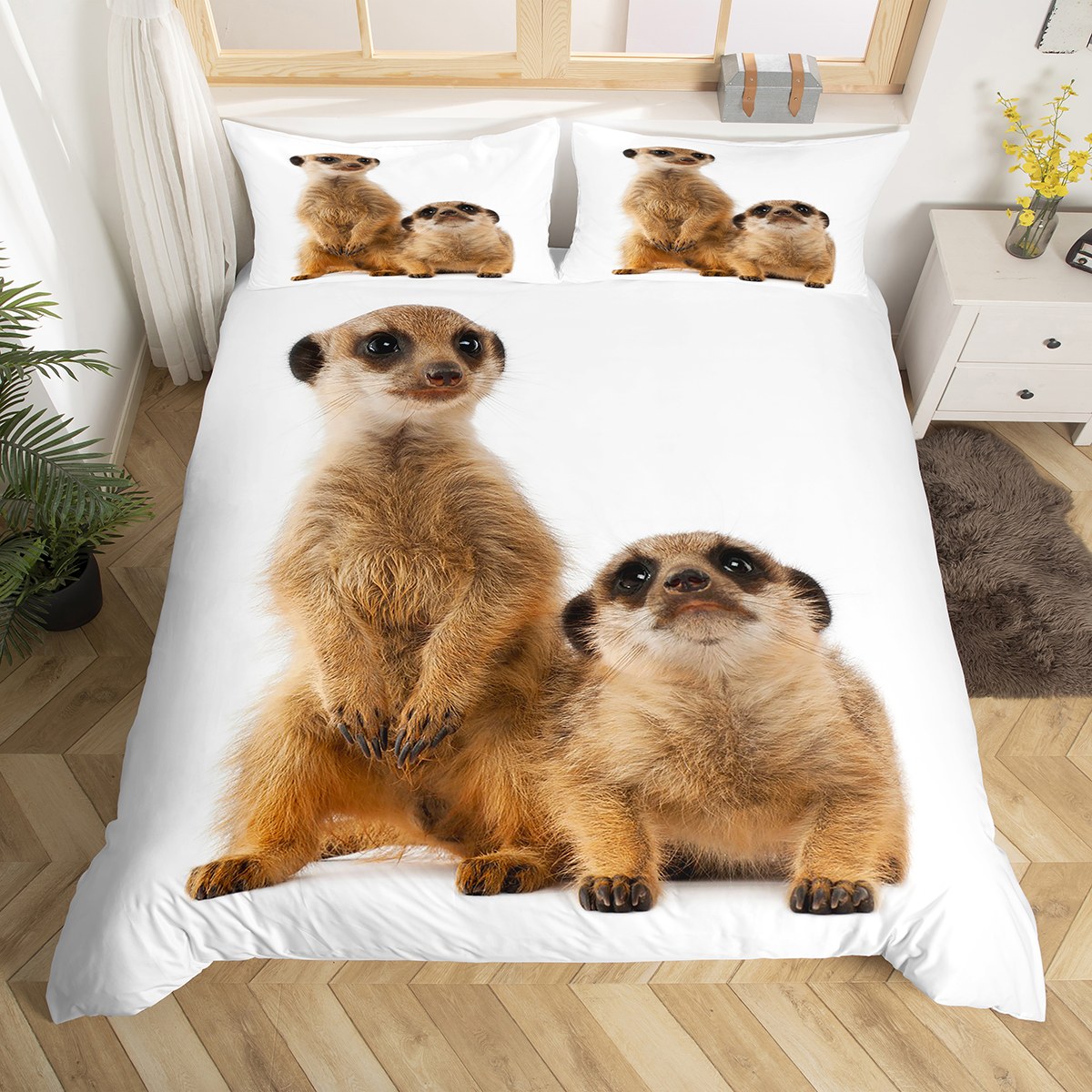 YST Kids Meerkats Bedding Sets Twin Kawaii Cute Meerkat Comforter Cover
