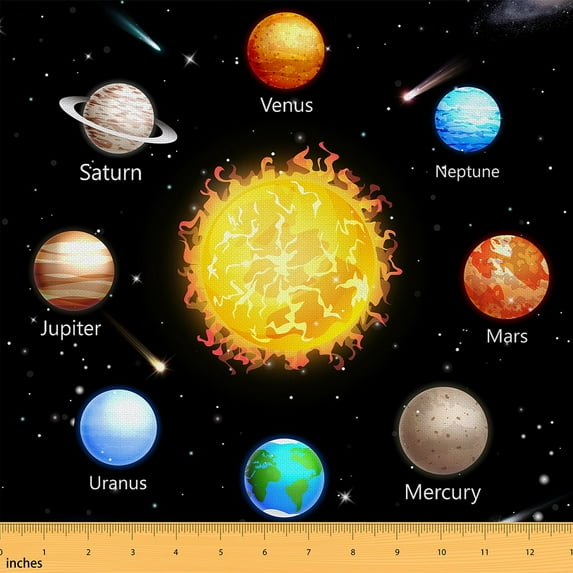 Erosebridal Outer Space Fabric by the Yard,Starry Sky Galaxy Upholstery Fabric,Planet Space Decorative Fabric,Solar System Quilting Fabric,Cosmos Universe Outdoor Fabric for Sewing,1 Yard