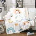 thumbnail image 1 of Rainbow Throw Blanket Twin Size, Sun And Stars Sherpa Blanket Rainbow Decor For Bedroom, Cartoon Cloud Colorful Dots Fleece Blanket Kawaii Love Heart Flower Flannel Blanket, 1 of 6