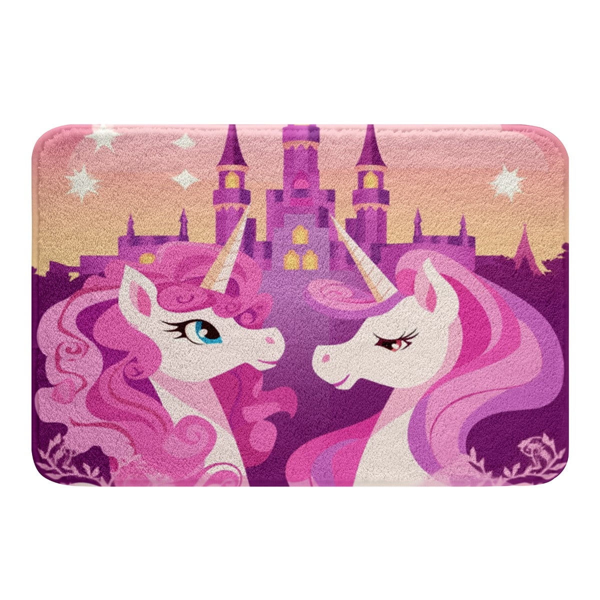 YST Kids Unicorn Door Mat 16"X24" Pink Purple Castle Bath Mat For Girls ...
