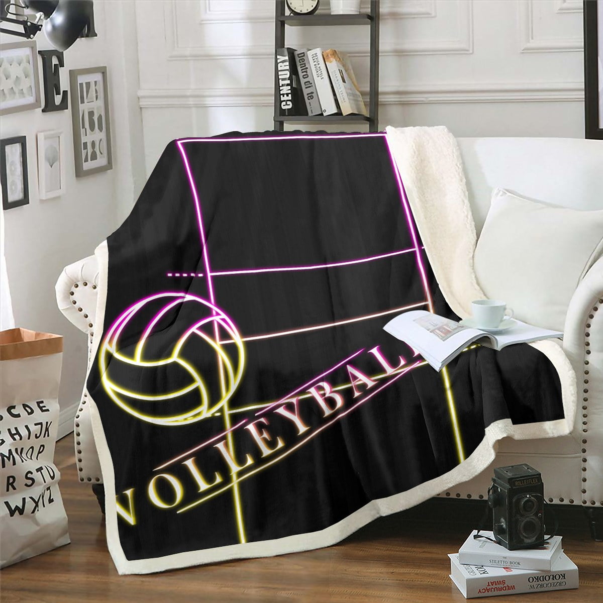 YST Kids Volleyball Blanket for Girls Pink Rainbow Throw Blanket for