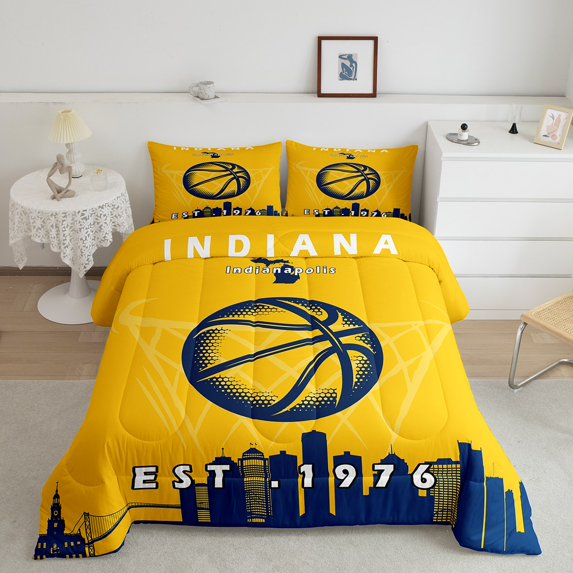 Erosebridal King Comforter Basketball,Basketball Bedding Set,Basketball Bedding Comforter Sets,Sports Gamer Duvet Insert with 2 Pillowcases Ultra Warm,Indiana