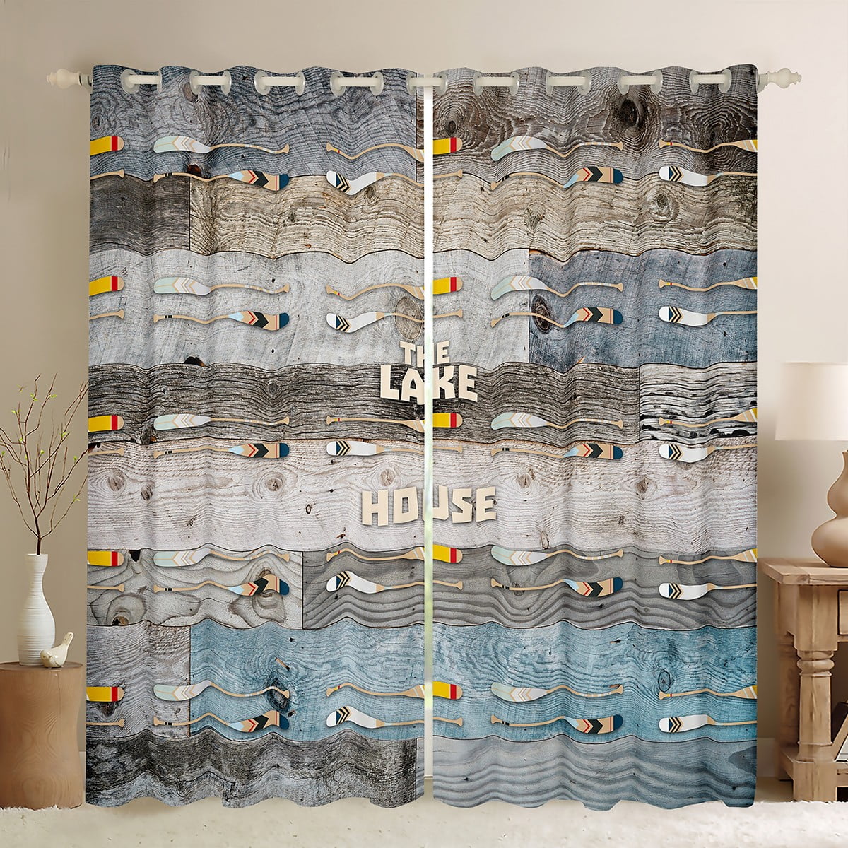 YST Lake Curtains & Drapes For Lake House, Paddle Blackout Curtains 38