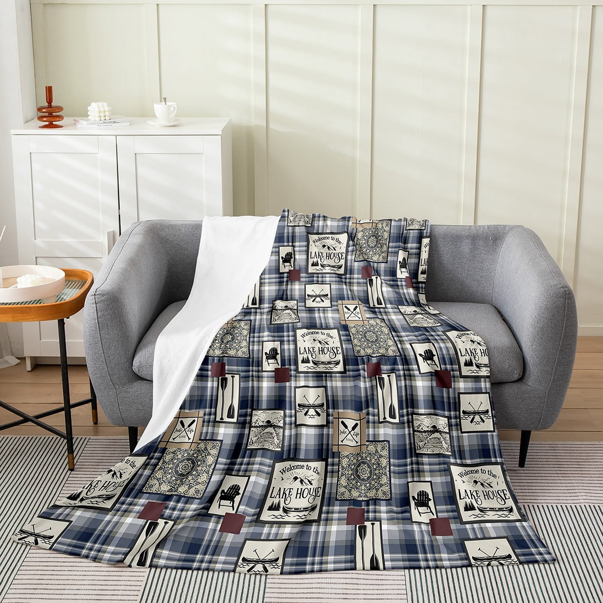 YST Lake House Decor Flannel Fleece Blanket 40"X50" Buffalo Checkered