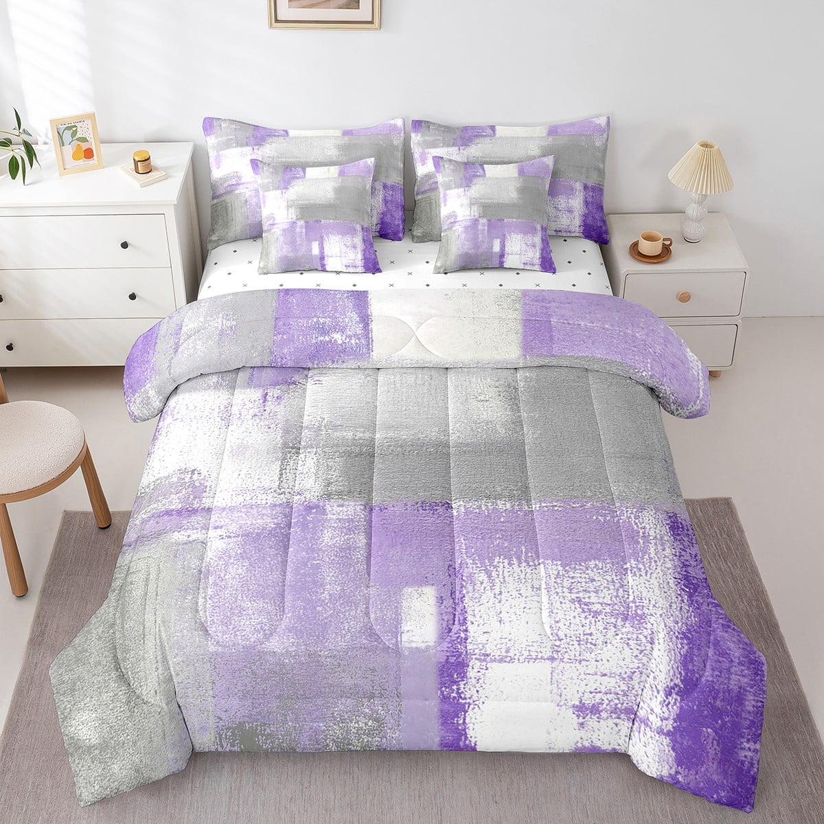 Purple And Grey Comforter Sets