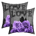 thumbnail image 1 of Lavender Rose Throw Pillow Covers 16x16 inch set of 2 Purple Black Grey Flower Cushion Cases Women Couple Romantic Floral Square Pillow Cases Retro Farmhouse Cushion Covers for Sofa, 1 of 6