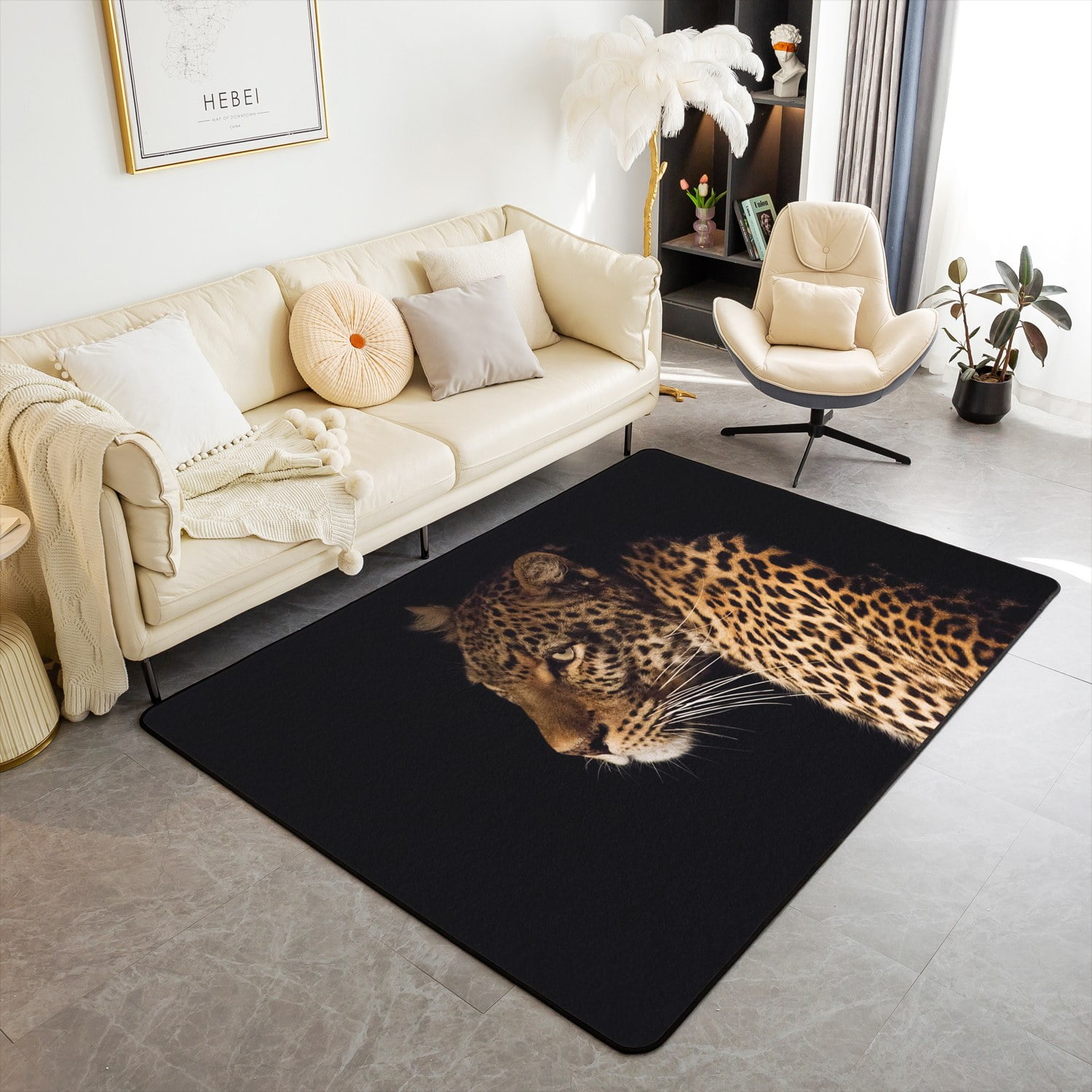 YST Tiger Area Rug 5x7 for Bedside,3D Animal Print Indoor Floor 