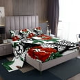 thumbnail image 1 of Erosebridal Leopard Bed Sheets Set,Cheetah Print Sheet Set Queen,Red Rose Leaves Sheets,Romantic Animal Floral Flat Fitted Sheet with 2 Pillowcases Wrinkle Free, 1 of 5