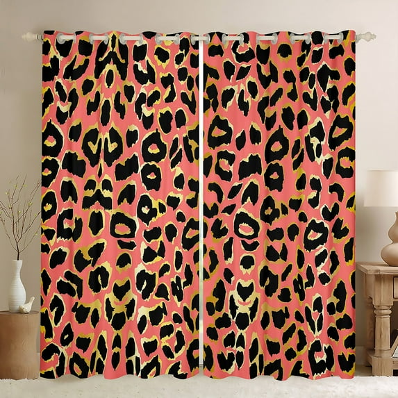Leopard Curtains & Drapes 38Wx45L Men Women Cheetah Wild Animal Pattern 30%-50% Blackout Curtains for Bedroom Living Room